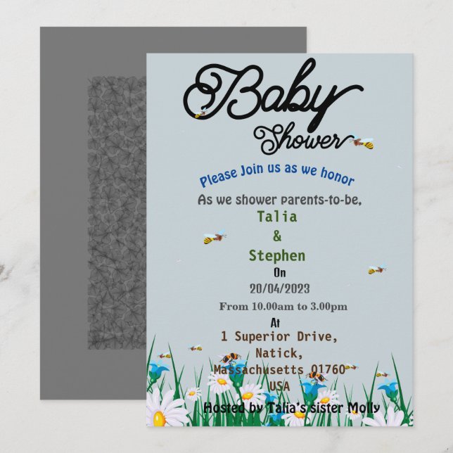 Invitation Baby shower (Devant / Derrière)
