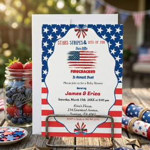 Invitation baby shower 14 juillet petite pétard