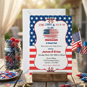 Invitation baby shower 14 juillet petite pétard