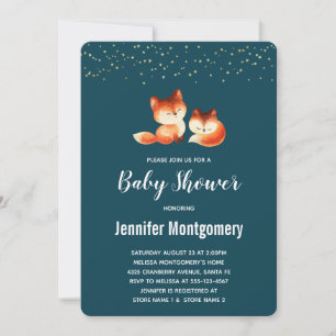Invitation Baby Shower 2 Renards Rouges Mignons