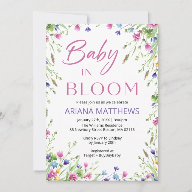 Invitation baby shower 5x7" (Devant)