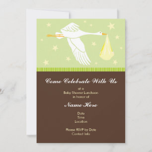 Invitation Baby shower 5x7 - Vert et Brown