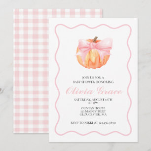 Invitation baby shower à arc rose citrouille