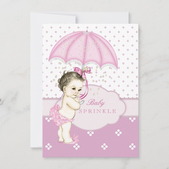 Invitation Baby shower à arroser rose fille (Devant)