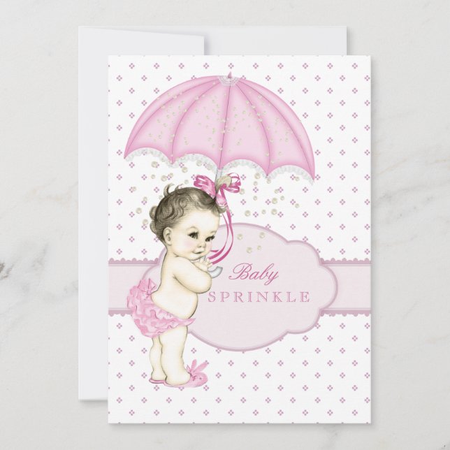 Invitation Baby shower à arroser rose fille (Devant)
