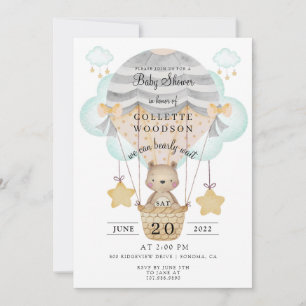 Invitation Baby shower à ballon à air chaud Bearly Wait