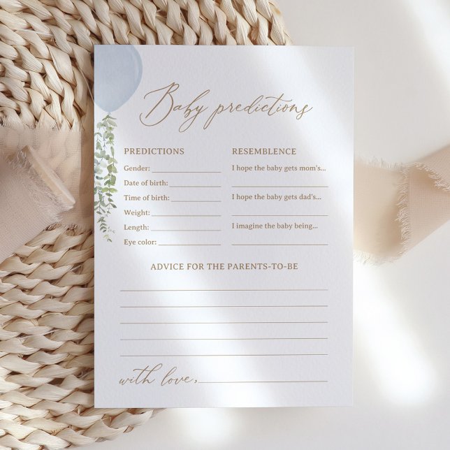 Invitation Baby shower à ballon bleu Prédictions et conseils (Créateur téléchargé)