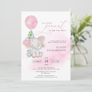 Invitation Baby shower à ballons pour fille Elépha