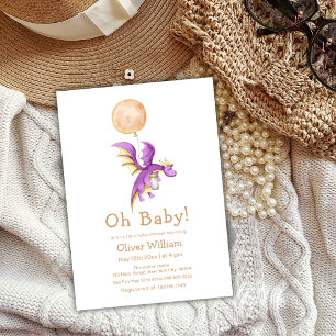 Invitation Baby shower à bouteille Balloon Fairytale Dragon