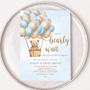 Invitation Baby shower à bulle à air chaud Blue Bear
