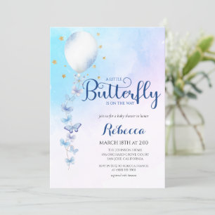 Invitation Baby shower à bulles de papillons d'aquarelle