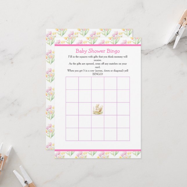 Invitation Baby shower à écureuil de printemps (Devant/Arrière en situation)