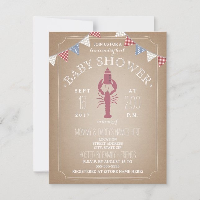 Invitation Baby shower à faible teneur en matières grasses -  (Devant)