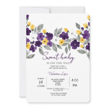 Invitation Baby shower à fleurs colorées blanches