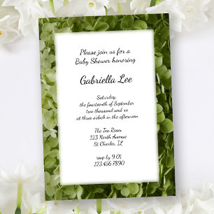 Invitation Baby shower à fleurs vert Annabelle Hydrangea