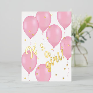 Invitation baby shower à huile rose Ballons