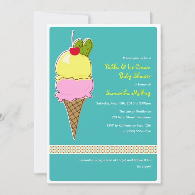Invitation Baby shower à la crème glacée, bébé garçon (Devant)