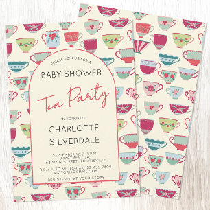 Invitation Baby Shower à l'ancienne Fête du Thé