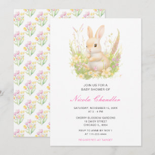 Invitation Baby shower à lapin de printemps