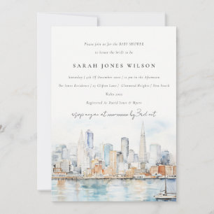 Invitation Baby-Shower à l'aquarelle de San Francisco