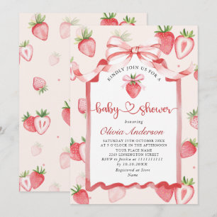 Invitation Baby shower à l'aquarelle tendance Meadow Strawber