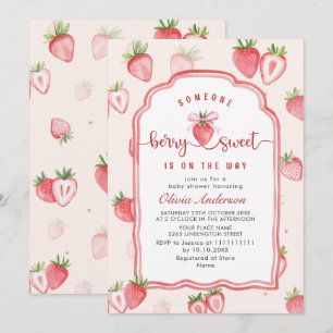 Invitation Baby shower à l'aquarelle tendance Meadow Strawber