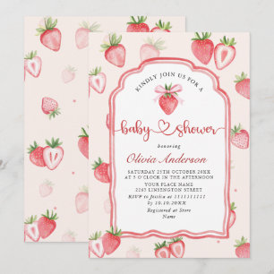 Invitation Baby shower à l'aquarelle tendance Meadow Strawber