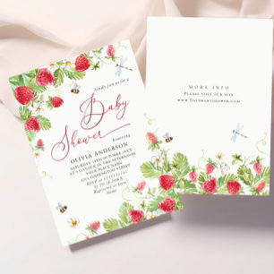Invitation Baby shower à l'aquarelle tendance Meadow Strawber
