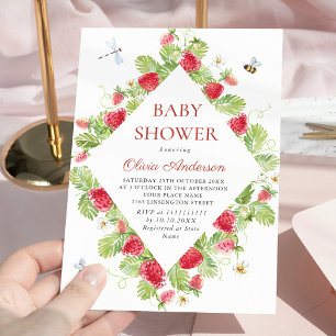 Invitation Baby shower à l'aquarelle tendance Meadow Strawber