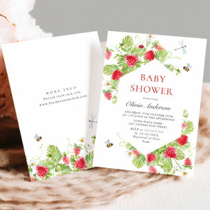 Invitation Baby shower à l'aquarelle tendance Meadow Strawber