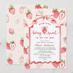 Invitation Baby shower à l'aquarelle tendance Meadow Strawber