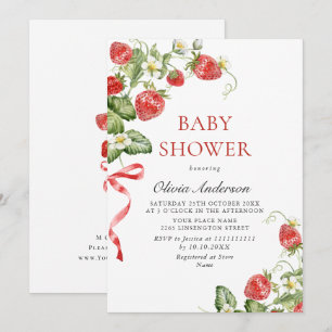 Invitation Baby shower à l'aquarelle tendance Meadow Strawber