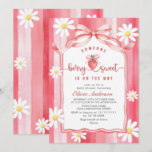 Invitation Baby shower à l'aquarelle tendance Meadow Strawber