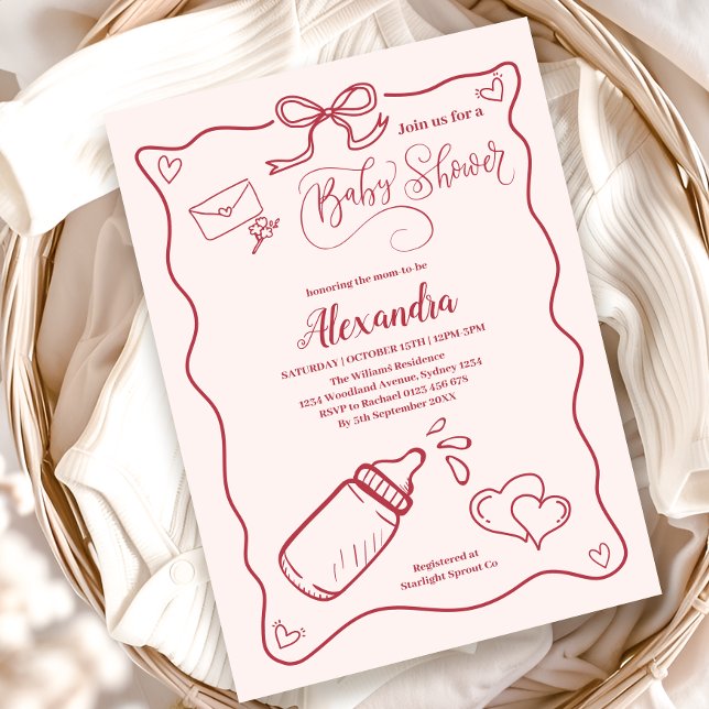 Invitation Baby shower à mâchoire à Doodle tiré (Créateur téléchargé)