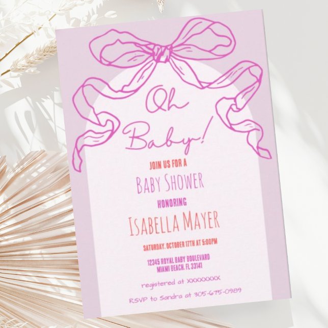 Invitation Baby shower à mâchoires cabossées de couleur rose  (Créateur téléchargé)