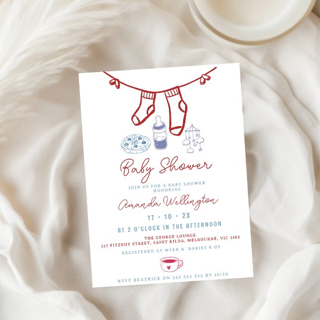 Invitation baby shower à main de café de brasserie fantaisie (Créateur téléchargé)