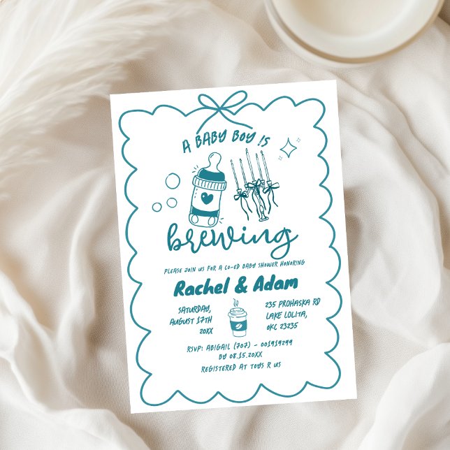 Invitation baby shower à main de café de brasserie fantaisie (Créateur téléchargé)