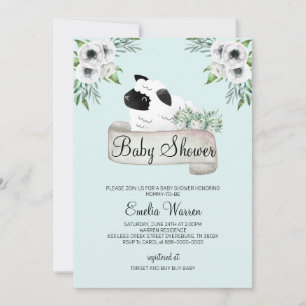 Invitation Baby shower à mouton Floral