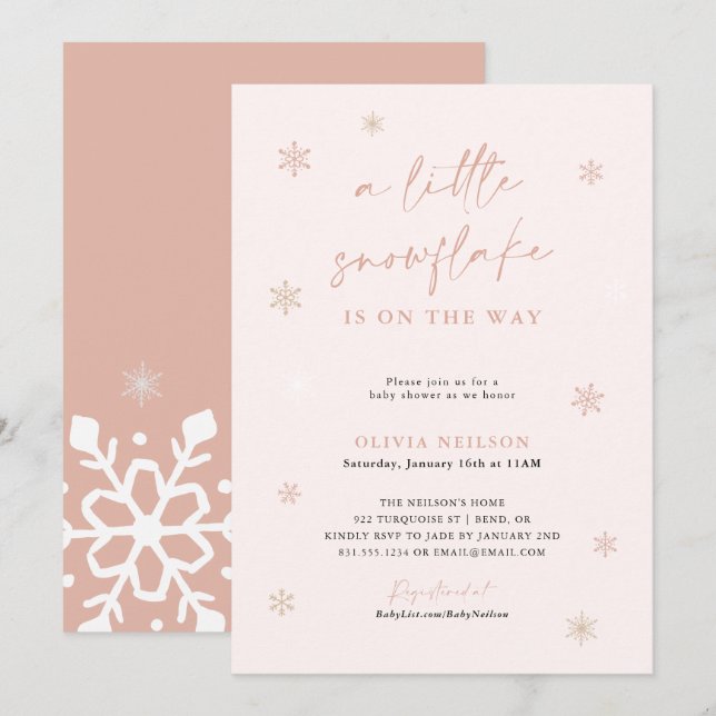 Invitation Baby shower à neige | Boho Winter Wonderland (Devant / Derrière)