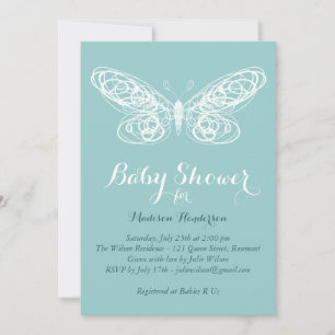 Invitation Baby shower à papillon Turquoise