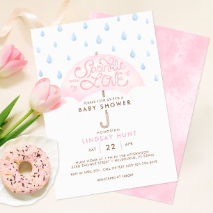 Invitation Baby shower à parapluie rose
