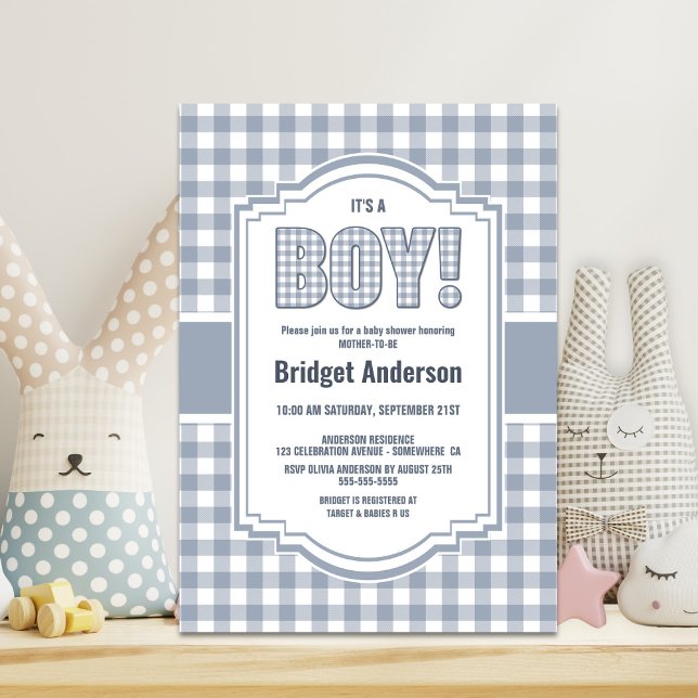 Invitation Baby shower à plat de buffle gris et blanc (Créateur téléchargé)