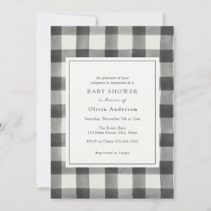 Invitation Baby shower à plat de buffle noir