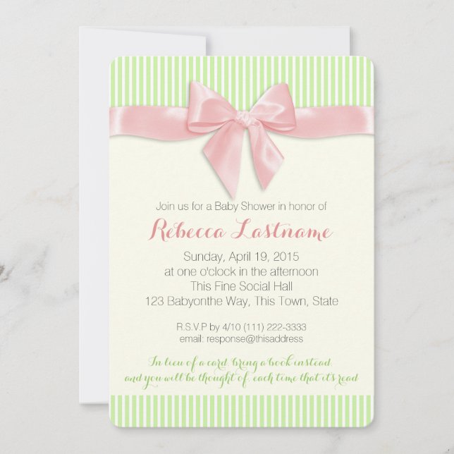 Invitation Baby shower à pointes roses (Devant)