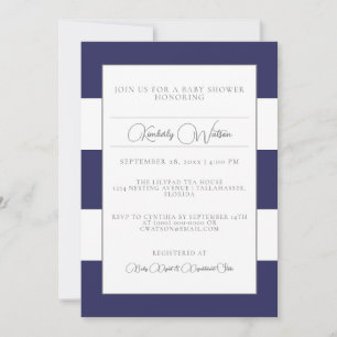 Invitation Baby shower à rayures bleues