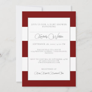 Invitation Baby shower à rayures rouges