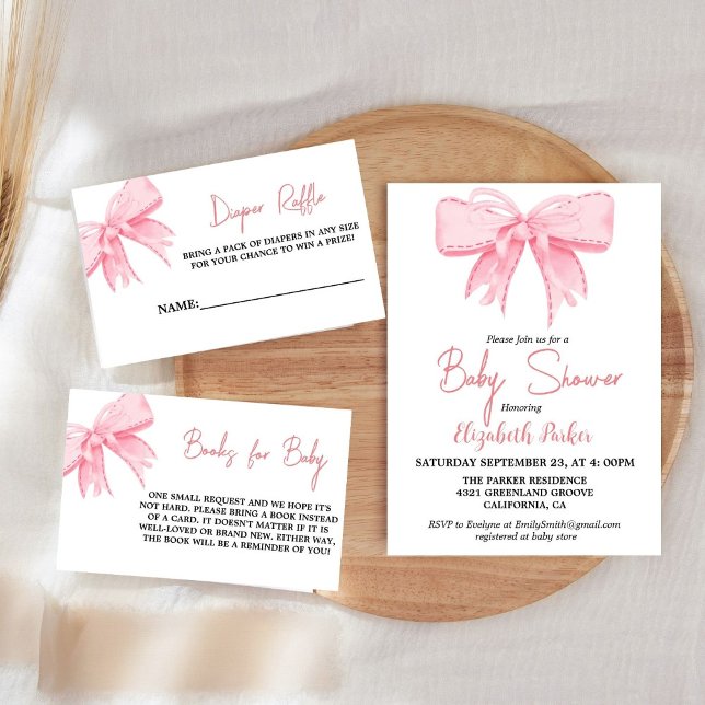 Invitation Baby shower à ruban rose Bow Girl (Créateur téléchargé)