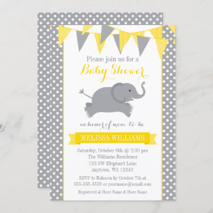 Invitation Baby shower à soute à base de Polka de l'éléphant 