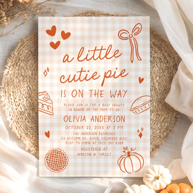 Invitation Baby shower À Tarte À La Petite Cutie Creusé À La  (Fall Cute Hand Drawn Little Cutie Pie Baby Shower Invitation)