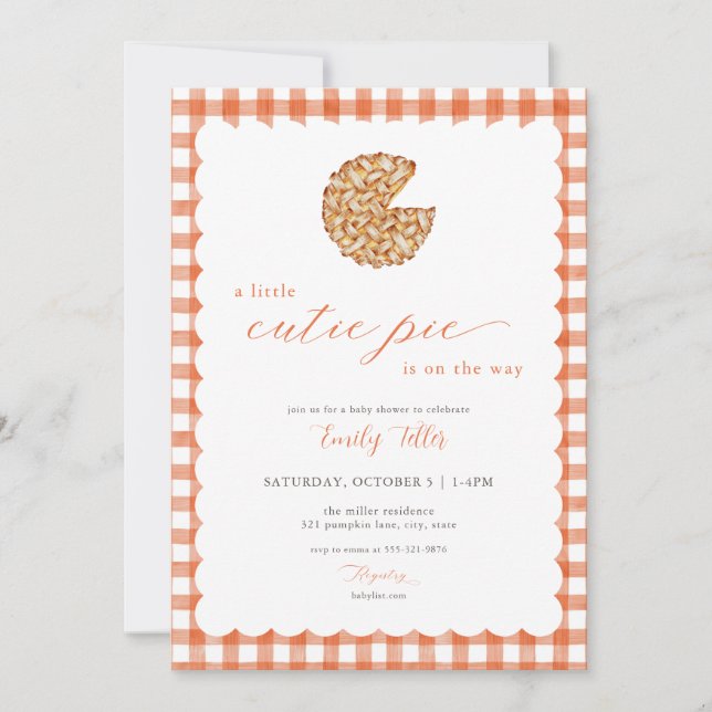 Invitation Baby shower à tarte Citrouille orange (Devant)